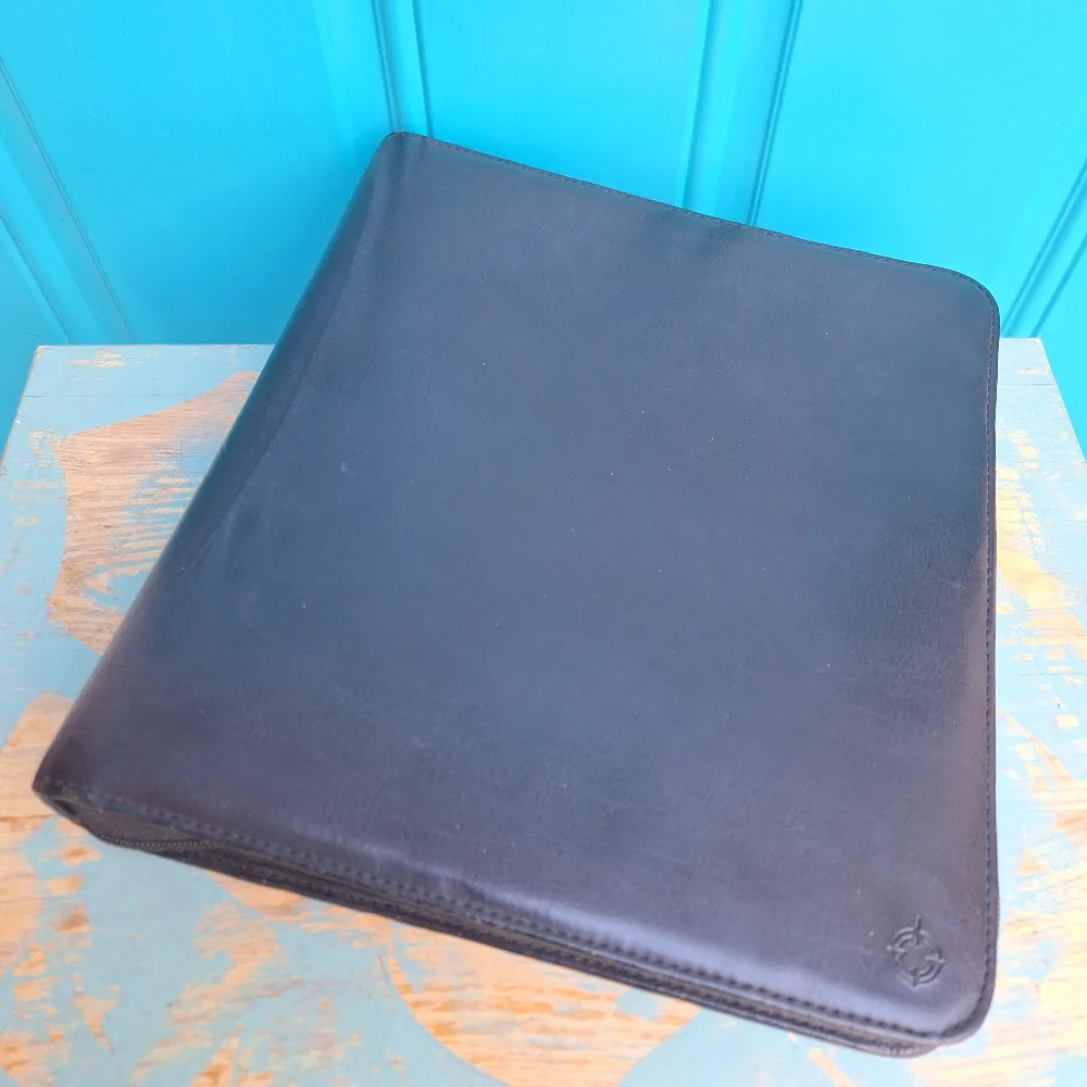 Leather Binder Daytimer Journal Day Planner Zipper Notebook Holder Folder Attach